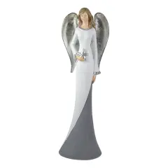 Northlight Winged Angel with Star Figurine - 16.5" - White Gray