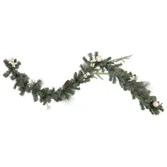 Northlight Pre-Lit LED Mixed Pine and Berries B/O Christmas Garland - 6' x 12" - Warm White Lights Green