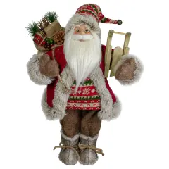 Northlight 18" Nordic Santa Christmas Figure with Sled Red
