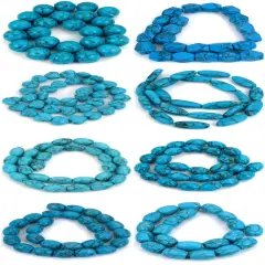 8 Strands Synthetic Turqoise Beads Various Shapes & Sizes