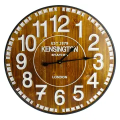Northlight 24" Rustic Industrial Farmhouse Style Round Wall Clock with Metal Frame Brown