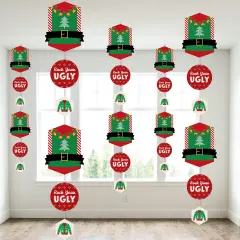 Big Dot of Happiness Ugly Sweater - Holiday and Christmas Party DIY Dangler Backdrop - Hanging Vertical Decorations - 30 Pieces