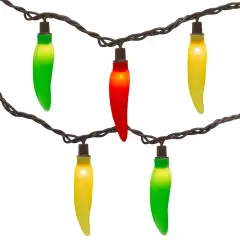 Northlight 35-Count Vibrantly Colored Chili Pepper String Light Set, 22.5' Brown Wire Multi