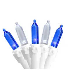 Northlight LED Mini Christmas Lights - Blue and Pure White - 16.25' White Wire - 50ct