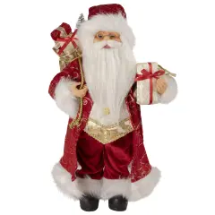 Northlight 16" Red and Gold Filigree Santa Claus with Gifts Christmas Figurine