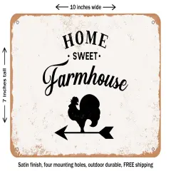 DECORATIVE METAL SIGN - Home Sweet Farmhouse 2 - Vintage Rusty Look
