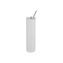 20oz Stainless Steel Tumbler with Straw & Lid (White)