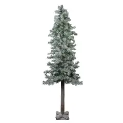 Northlight 6' Slim Flocked and Glittered Woodland Alpine Artificial Christmas Tree &ndash; Unlit Green