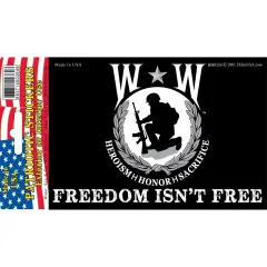 BM0320 Black Wounded Warrior "Freedom Isn't Free" Sticker (3.5x5'')