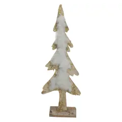 Northlight Wooden Tree With Faux Fur Christmas Decoration - 13.5" - Brown and White