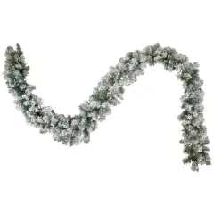 Northlight Pre-lit Flocked Madison Pine Artificial Christmas Garland - 9' x 10" - Clear Lights Green