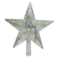 Hofert 9.5" Lighted White Star Christmas Tree Topper - White and Multicolor LED Lights