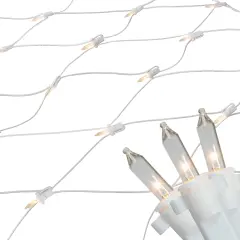 Northlight Mini Net Style Cloun Wrap Christmas Lights - 4' x 6' - Clear - White Wire
