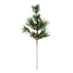 Northlight 24" Frosted Long Pine Needle and Pine Cone Artificial Christmas Spray Green