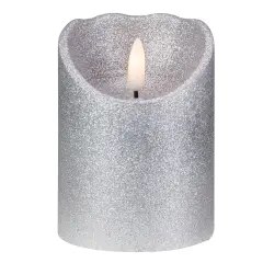 Northlight LED Flameless Flickering Pillar Christmas Candle - 4" - Silver
