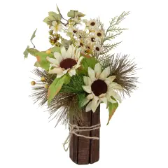 Northlight 16" Sunflowers and Berries Artificial Fall Harvest Floral Decoration White
