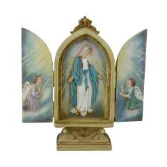 Roman Joseph's Studio Our Lady of Grace Triptych Scene Decoration - 8.25" Gold