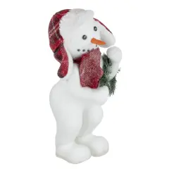 Northlight Frosted Snowman with Wreath Christmas Figure - 16" White