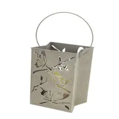 Melrose 9" Battery Operated LED Flameless Candle Outdoor Lawn Stake Luminary with Butterfly Motif Gray