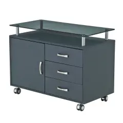Techni Office Solutions 31.5" Graphite Black Durable Rectangular Rolling File Cabinet