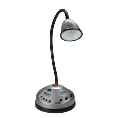 Pool Central 7.25" Black and Silver Battery Operated Adjustable Grill Light With Timer and Radio