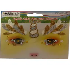 Face Art Gold Unicorn Gems And Face Stickers Costume Accessory