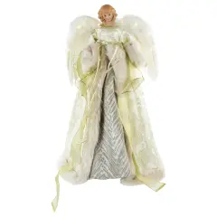 Northlight 18" Lighted White and Gold Angel in a Dress Christmas Tree Topper - Warm White Lights