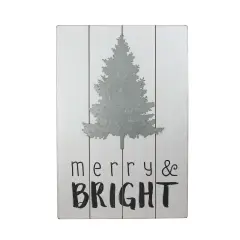 Midwest 20" Gray and Black Rectangular Christmas Wall Hanging