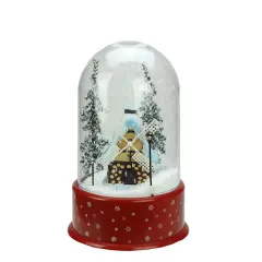 Northlight Lighted Musical Snowing Windmill Christmas Snow Dome - 14" Red