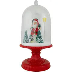 Northlight LED Lighted Snowing Musical Santa Under Cloche Christmas Decoration - 13.5" Red