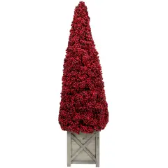 Allstate Artificial Berry Cone Potted Christmas Topiary - 40" - Red