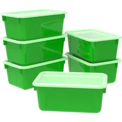 Small Cubby Bin, with Cover, Classroom Green (Case of 5)