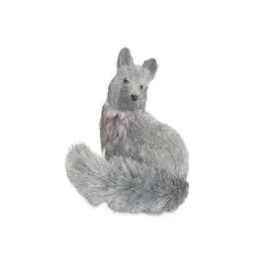 Diva At Home Glittered Fox Christmas Figurine - 8.75" - Light Gray Silver