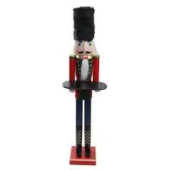 Northlight 48.25" Red and Black Christmas Butler Nutcracker with Tray