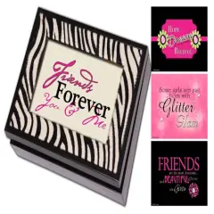 Roman 8" Black and Faux Zebra I'm So Excited Digital Music and Jewelry Box Multi