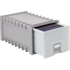 Plastic Archive Storage Box, Letter/Legal, 24-Inch Drawer, Gray