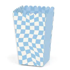 Big Dot of Happiness Blue Checkered Party - Favor Popcorn Treat Boxes - Set of 12