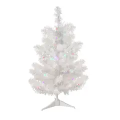 Northlight Pre-Lit Medium Pine Artificial Christmas Tree - 2' - White - Multicolor LED Lights Green