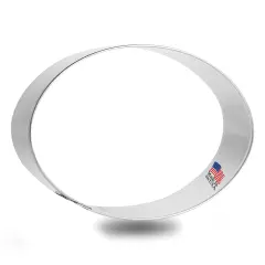 Oval Cookie Cutter 4 in by 2.75 in B0708, CookieCutter.com, Tin Plated Steel, Handmade in the USA