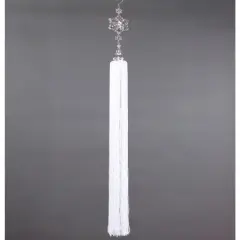 Melrose 42" Clear and White Snow Drift Exquisite Crystal Snowflakes with Tassel Christmas Ornament