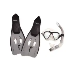 Pool Central 3pc Gray Adult Pro Swimming Pool Snorkeling Set 24.5" - Extra Large