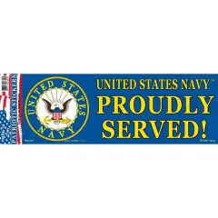 United States Navy Proudly Served Bumper Sticker 3"X6-1/2"