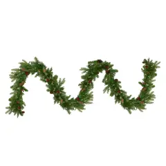 Northlight Real Touch&trade;️ Pre-Lit Mixed Winter Berry Pine Artificial Christmas Garland - 9' x 12" - Clear Lights Green