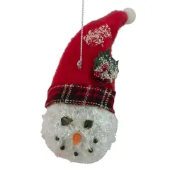 Roman 5" Red and White Twas the Night Snowman Head with Plaid Hat Christmas Ornament