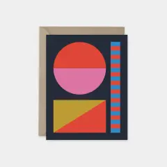 Blue & Gold Geo Card, Modern Blank Card,