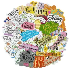 Wrapables Waterproof Vinyl Stickers for Water Bottles, Laptop, Phones, Skateboards, Decals for Teens, 100pcs Inspirational