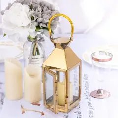 GOLD 8" tall Metal Lantern Candle Holder Party Wedding Home Events Centerpieces