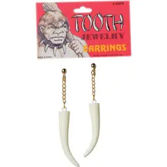 Sabre Tooth Indian Cave Woman Costume Earrings