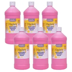 Little Masters&reg; Washable Tempera Paint, Pink, 32 oz., Pack of 6