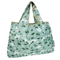 Wrapables Large Foldable Tote Nylon Reusable Grocery Bags, Lotus Cranes